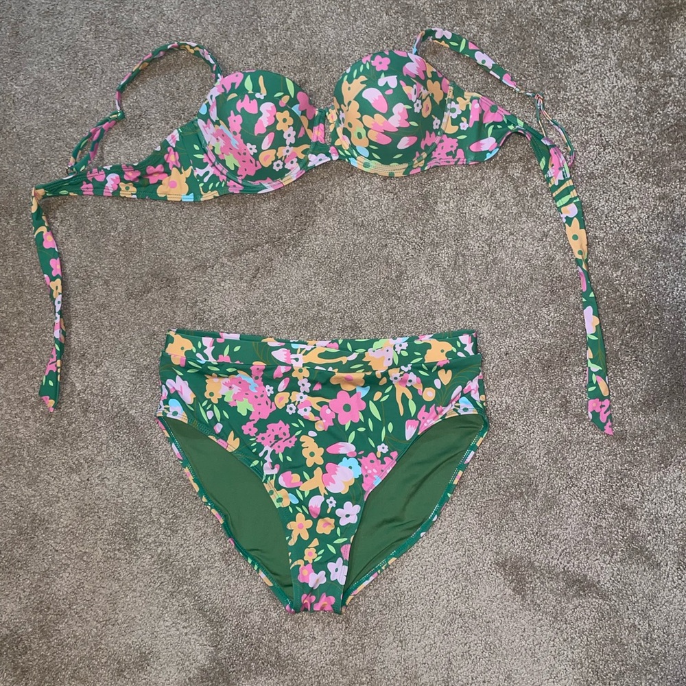 Floral Green Bikini Set